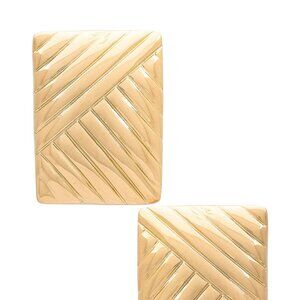 Heaven Mayhem Lined Earrings in Gold square textured large stud